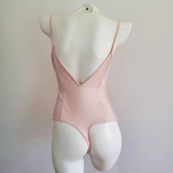 Intimately Free People Lila Bodysuit Blush Pink Sleeveless Square Neck Thong - Picture 2 of 13